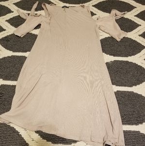 Tan off the shoulder dress